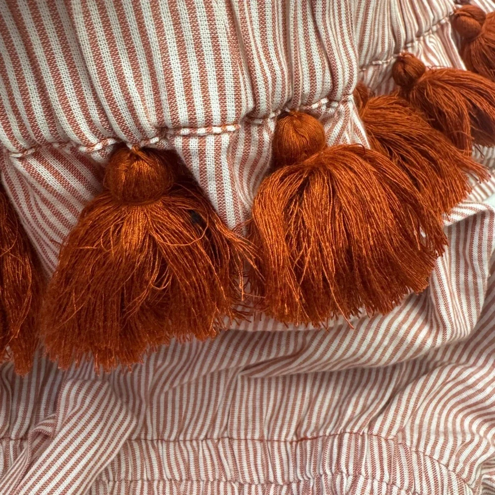 Tularosa Midi Dress Medium Lana Rust Stripe Boho Off Shoulder Peasant Ren Faire